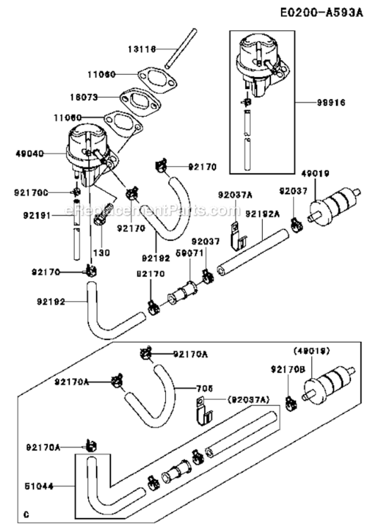 Page M Diagram and Parts List for  Kawasaki Engine
