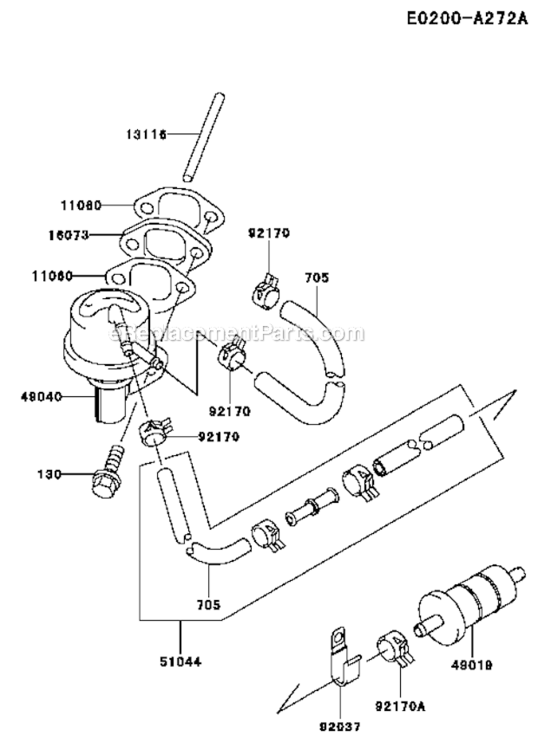 Page N Diagram and Parts List for  Kawasaki Engine
