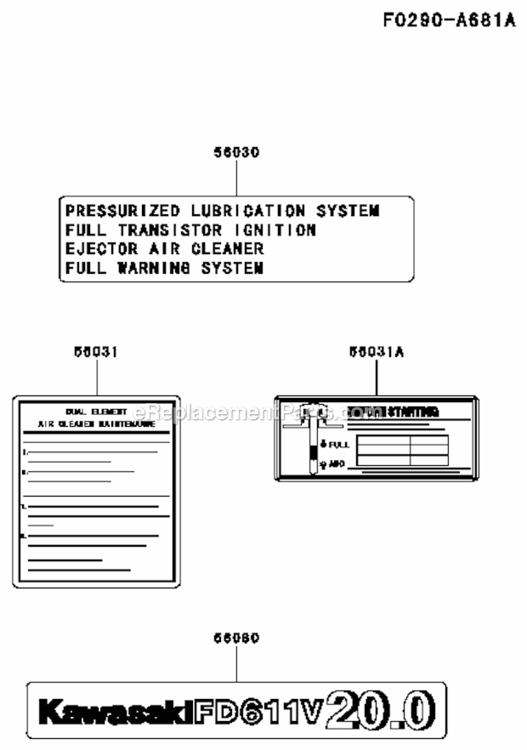 Page O Diagram and Parts List for  Kawasaki Engine