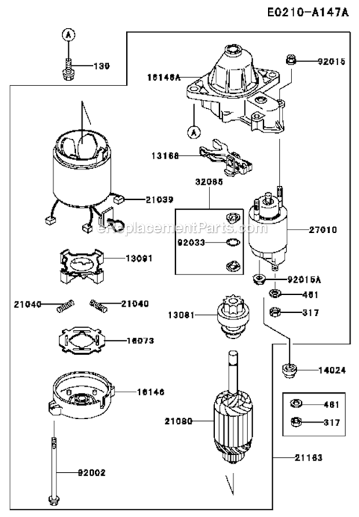 Page U Diagram and Parts List for  Kawasaki Engine