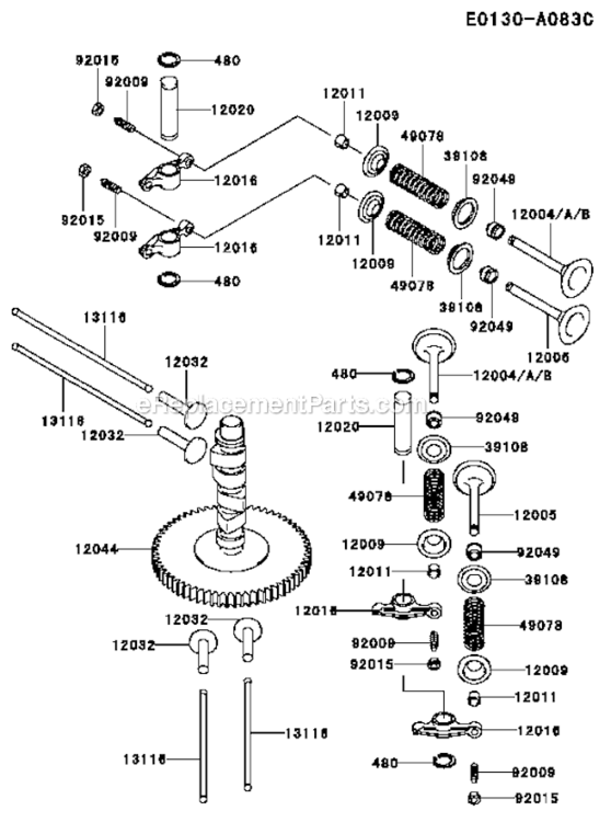 Page W Diagram and Parts List for  Kawasaki Engine