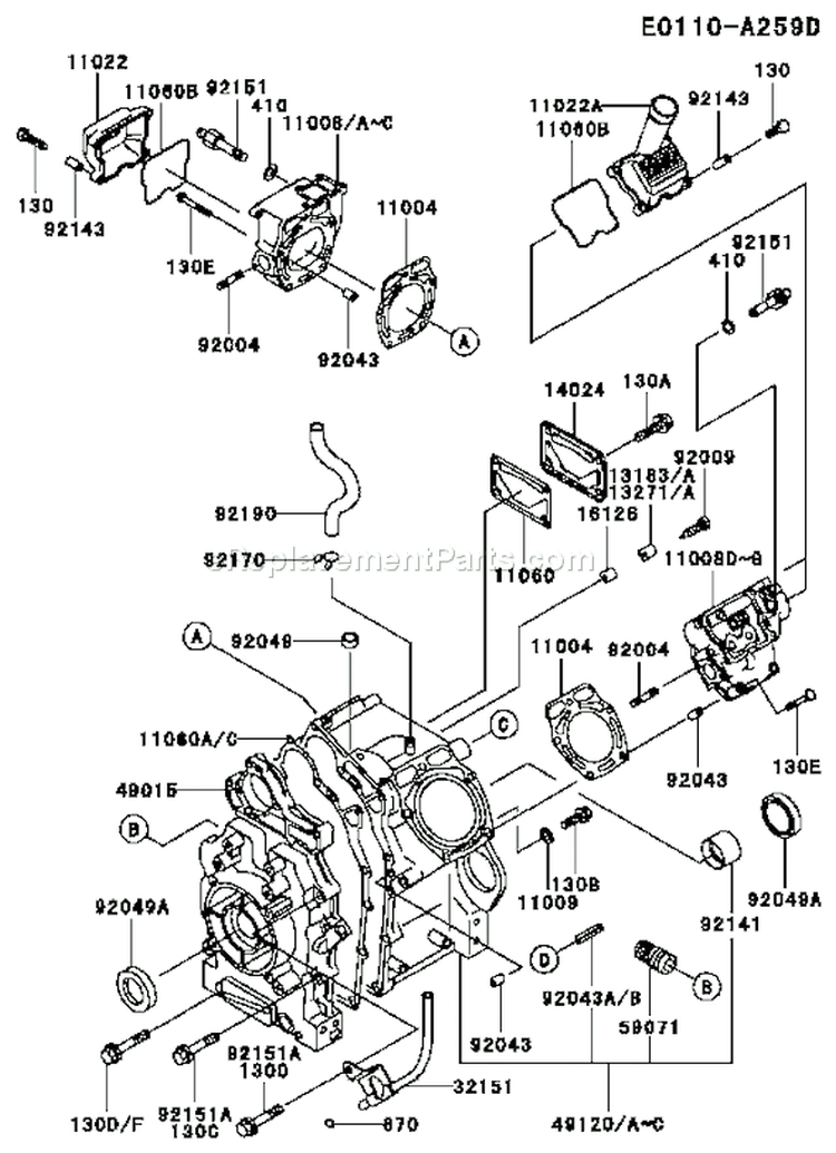 Page E Diagram and Parts List for AS20 Kawasaki Engine