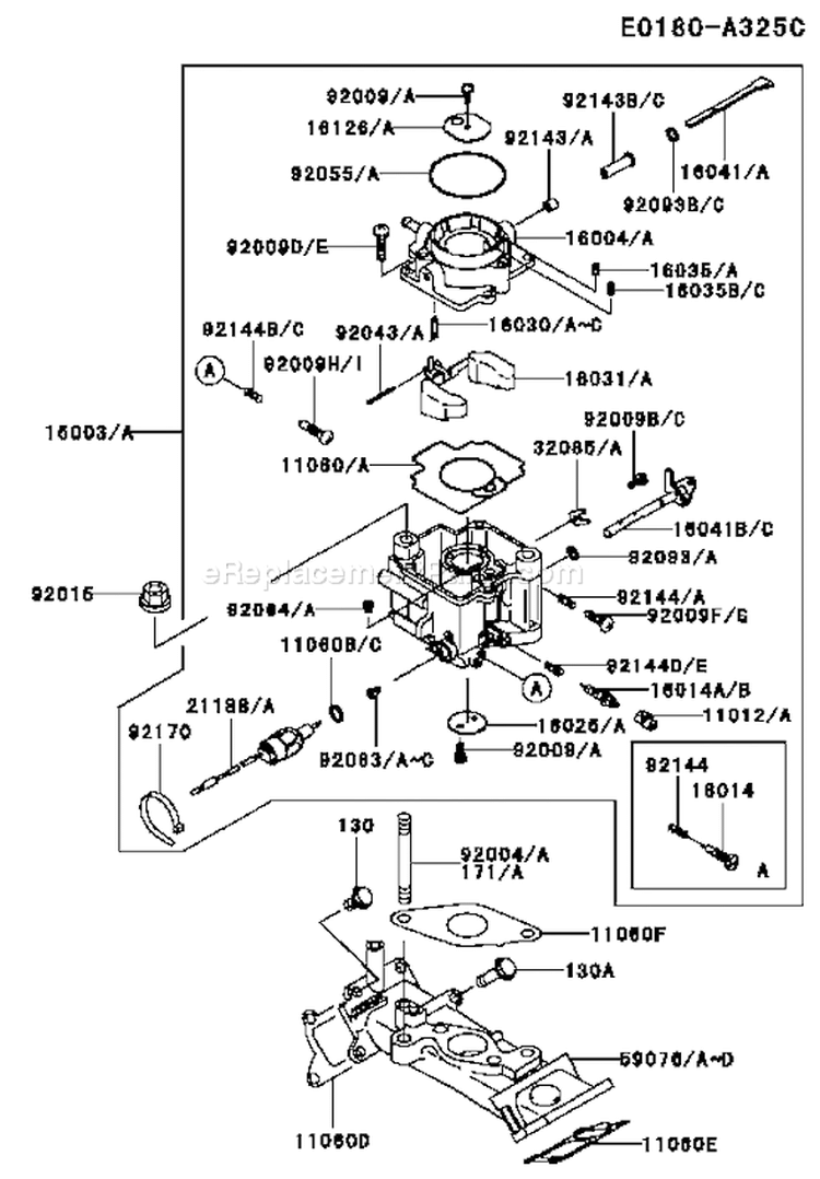 Page B Diagram and Parts List for CS03 Kawasaki Engine