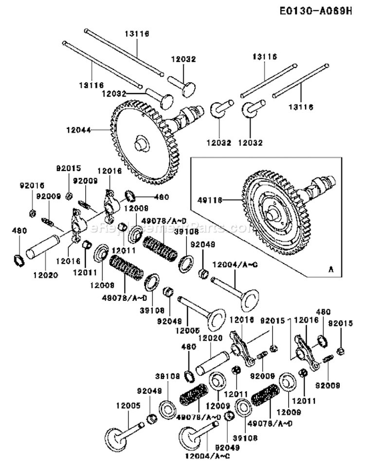 Page L Diagram and Parts List for ES13 Kawasaki Engine
