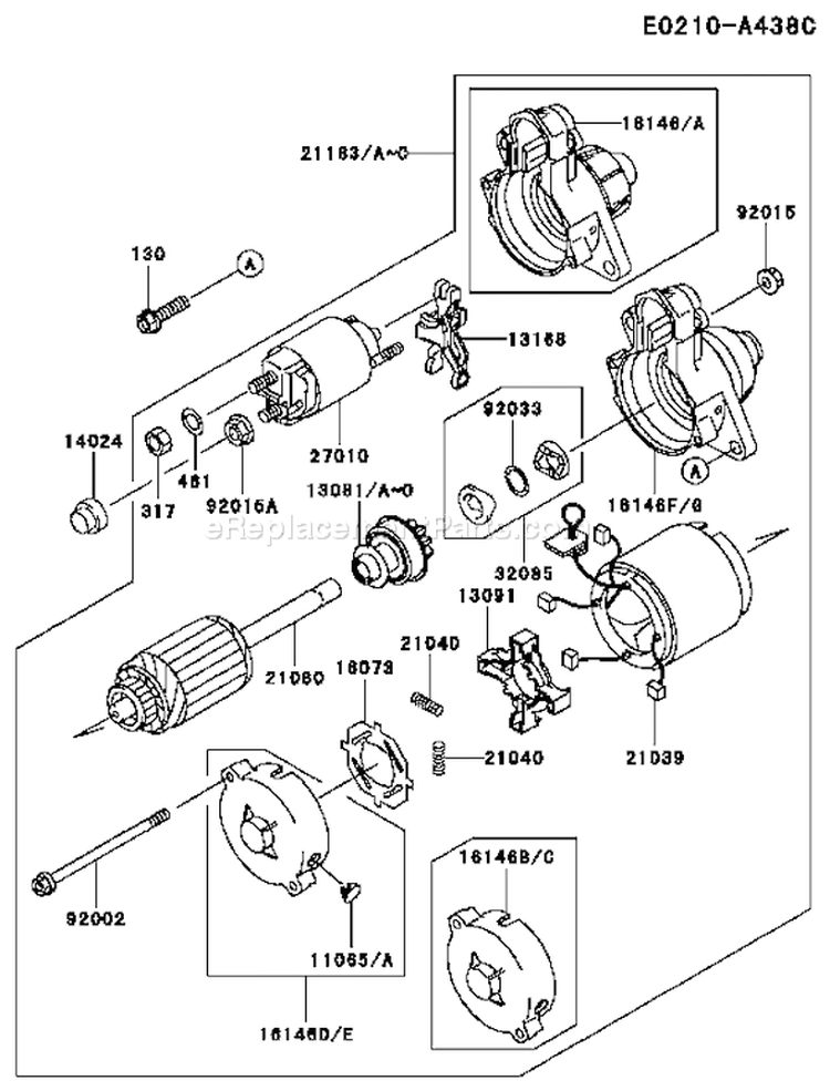 Page K Diagram and Parts List for DS18 Kawasaki Engine