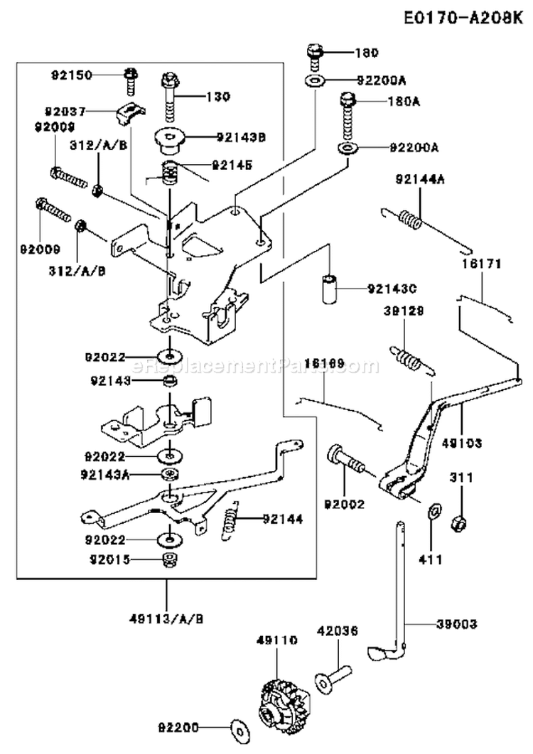 Page C Diagram and Parts List for DS18 Kawasaki Engine