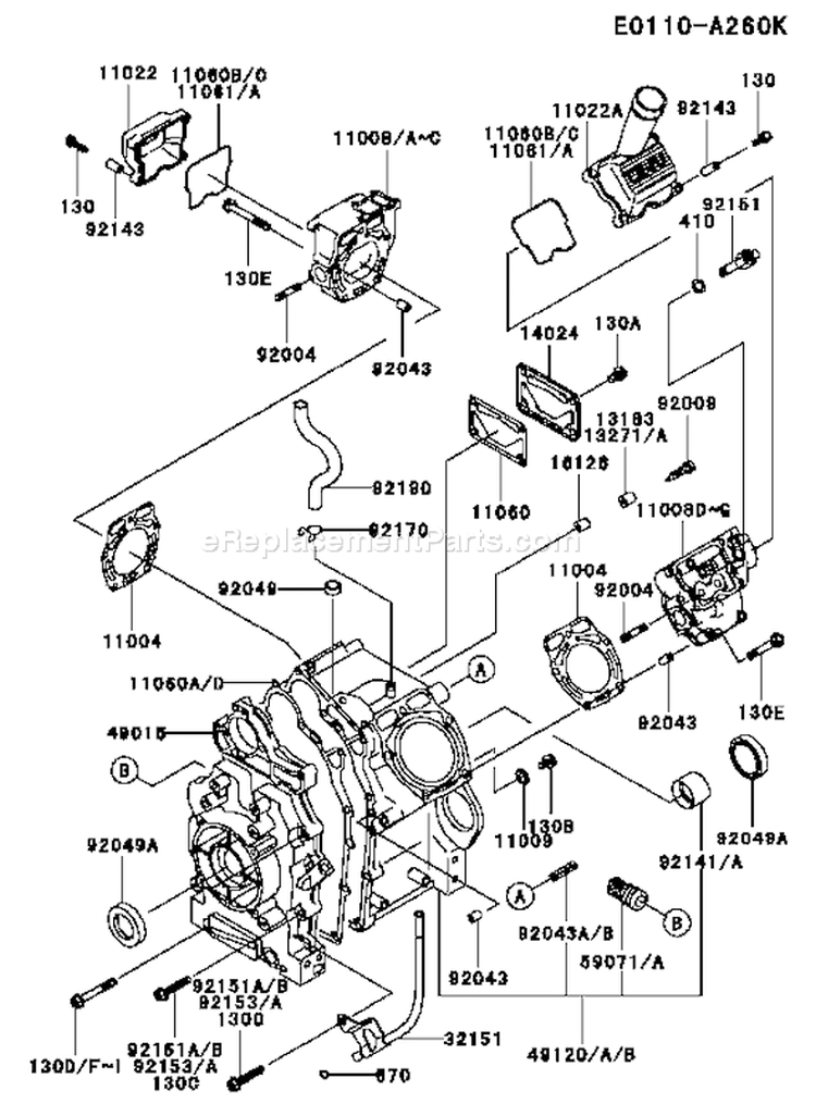 Page E Diagram and Parts List for DS18 Kawasaki Engine