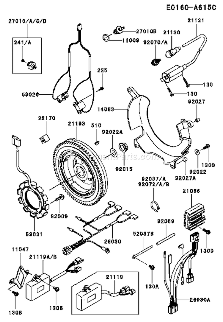 Page F Diagram and Parts List for DS18 Kawasaki Engine
