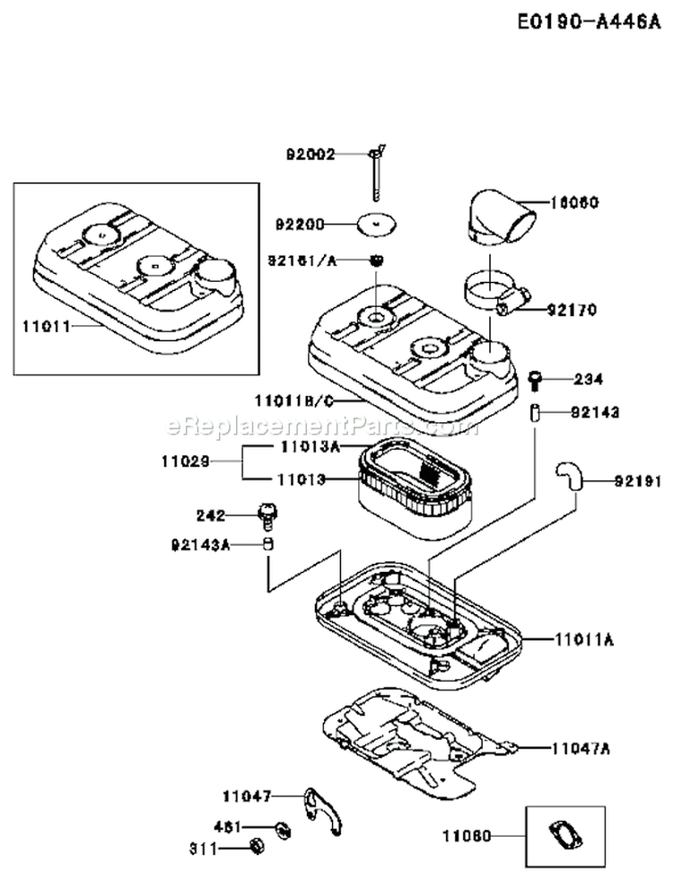 Page A Diagram and Parts List for AS05 Kawasaki Engine