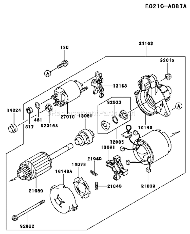 Page K Diagram and Parts List for BS08 Kawasaki Engine