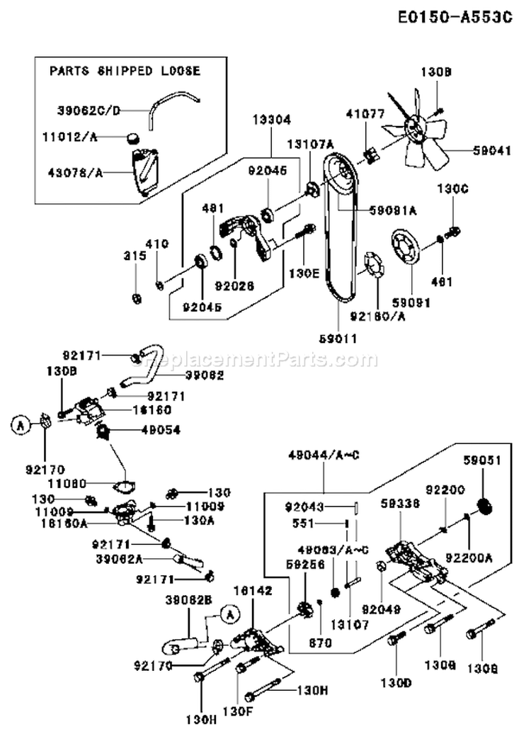 Page D Diagram and Parts List for ES01 Kawasaki Engine