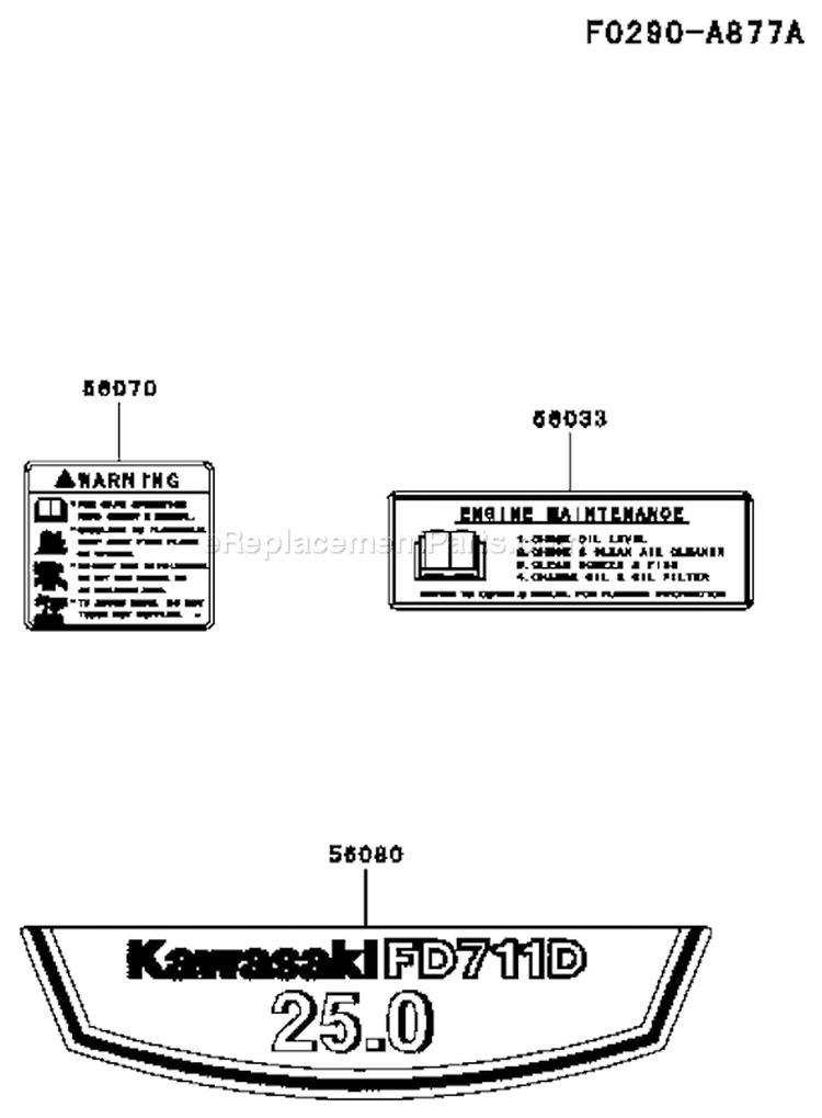 Page H Diagram and Parts List for ES01 Kawasaki Engine