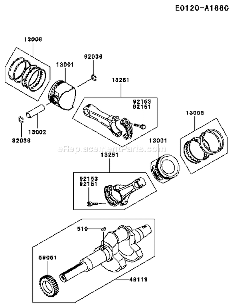 Page J Diagram and Parts List for AS04 Kawasaki Engine