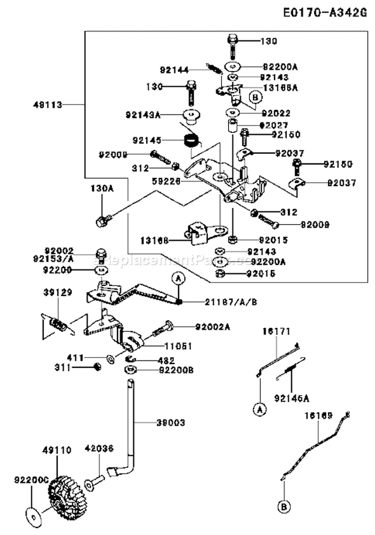 Page C Diagram and Parts List for ES01 Kawasaki Engine