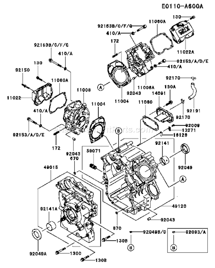 Page E Diagram and Parts List for DS06 Kawasaki Engine