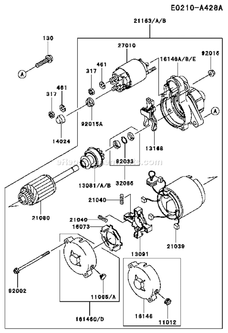 Page J Diagram and Parts List for DS04 Kawasaki Engine