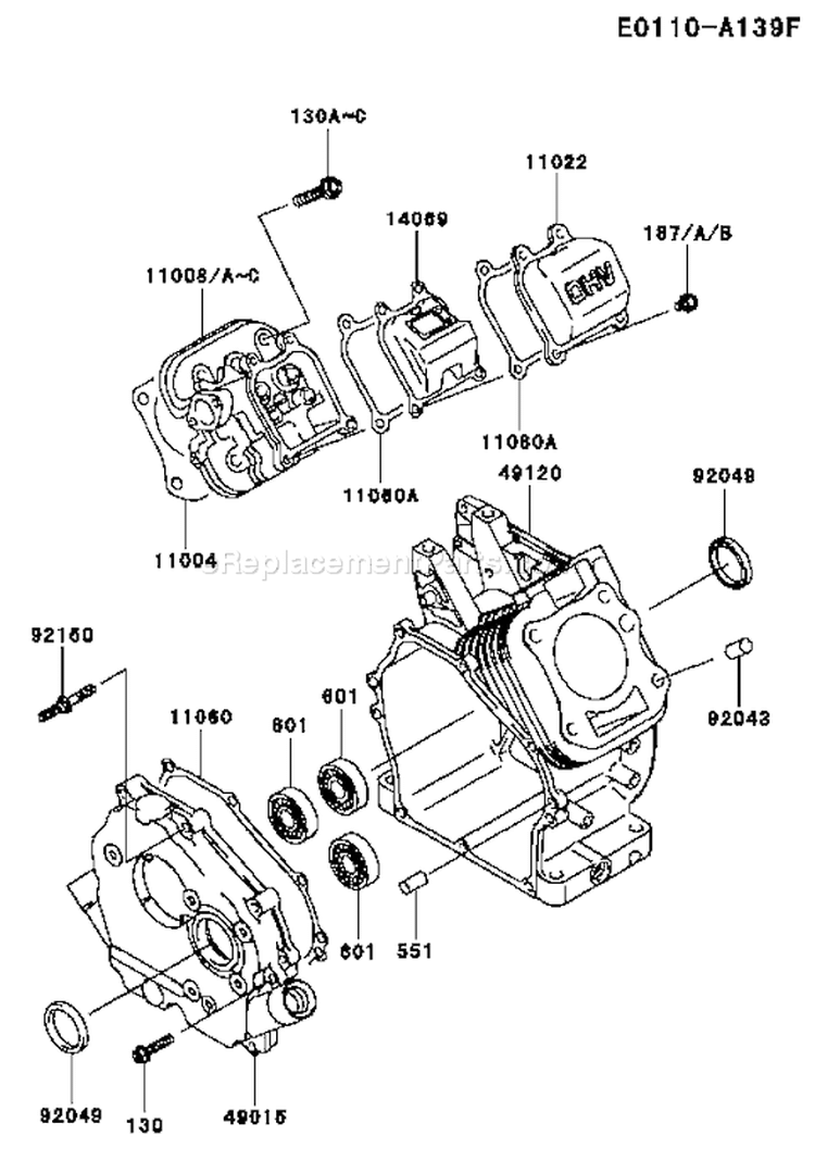 Page E Diagram and Parts List for PS00 Kawasaki Engine