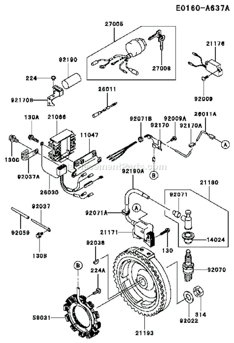 Page F Diagram and Parts List for AS15 Kawasaki Engine