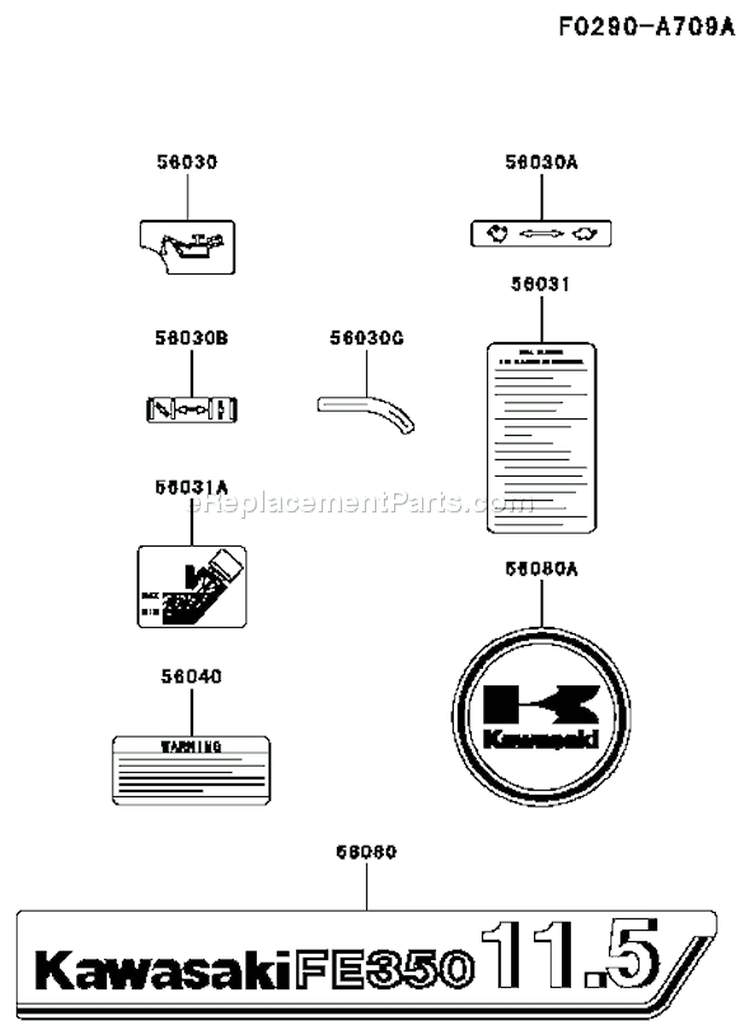 Page H Diagram and Parts List for AS15 Kawasaki Engine