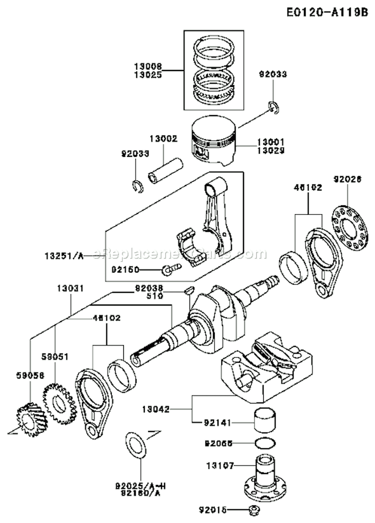 Page J Diagram and Parts List for AS17 Kawasaki Engine