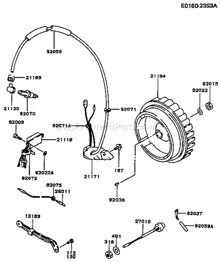 Page F Diagram and Parts List for DS09 Kawasaki Engine