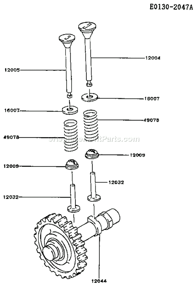 Page L Diagram and Parts List for EM81 Kawasaki Engine