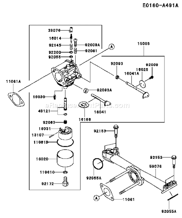 Page B Diagram and Parts List for AS01 Kawasaki Engine