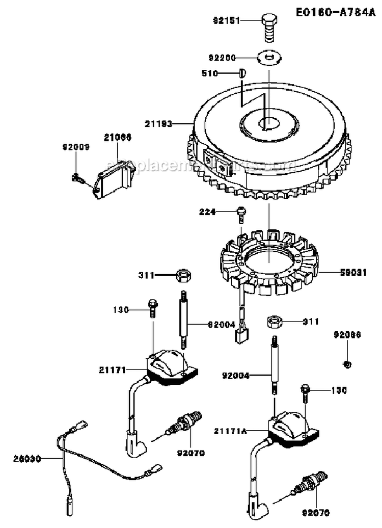 Page F Diagram and Parts List for AS01 Kawasaki Engine