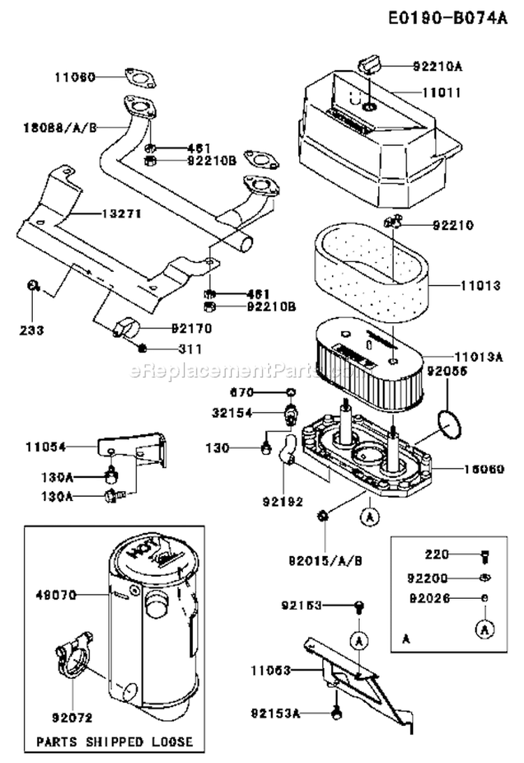 Page A Diagram and Parts List for AS35 Kawasaki Engine