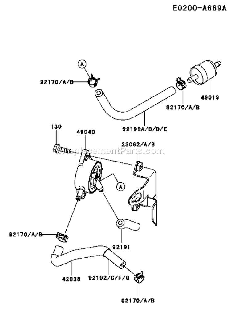 Page G Diagram and Parts List for ES28 Kawasaki Engine