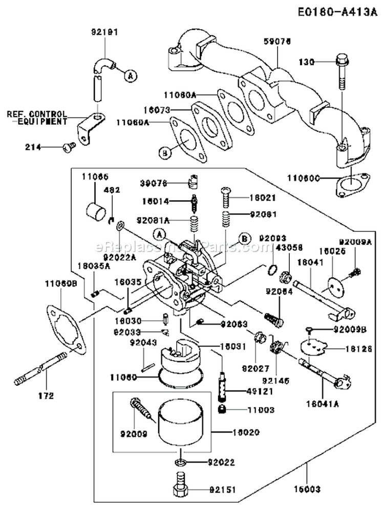 Page B Diagram and Parts List for AS09 Kawasaki Engine