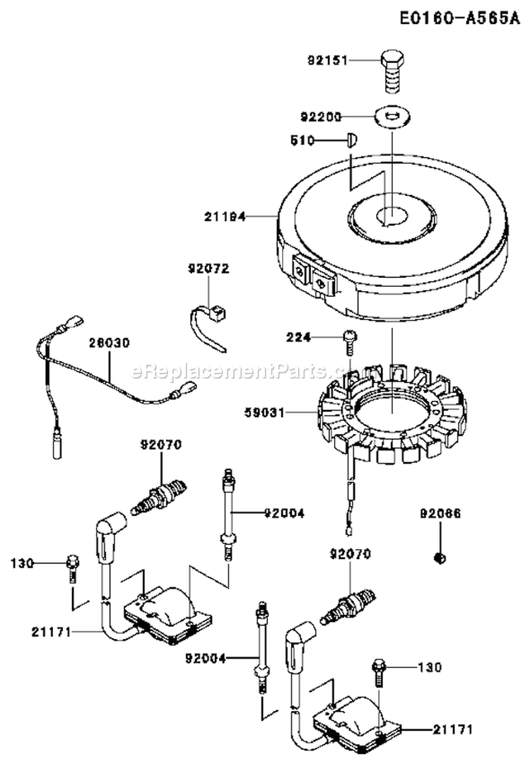Page F Diagram and Parts List for AS13 Kawasaki Engine