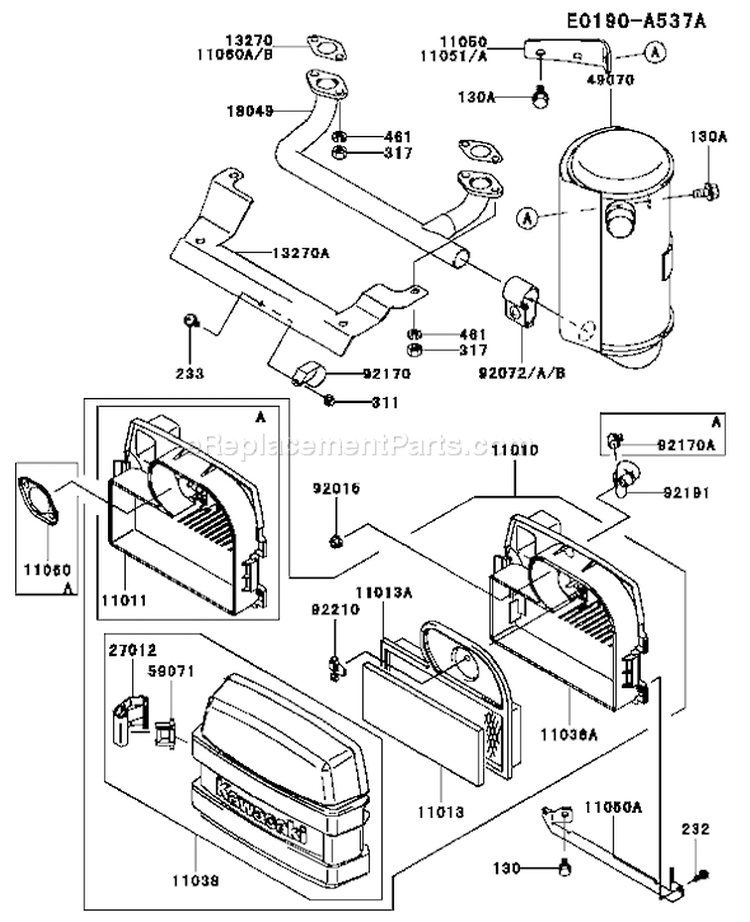 Page A Diagram and Parts List for BS06 Kawasaki Engine