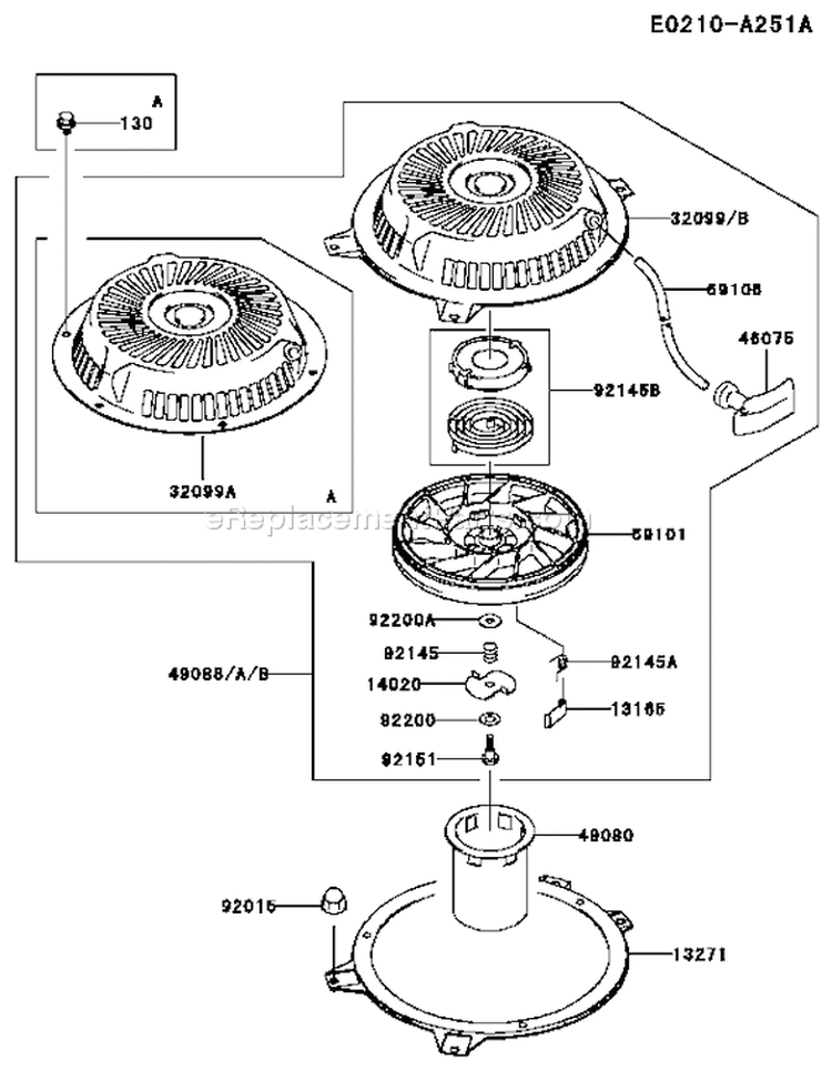 Page K Diagram and Parts List for BS06 Kawasaki Engine