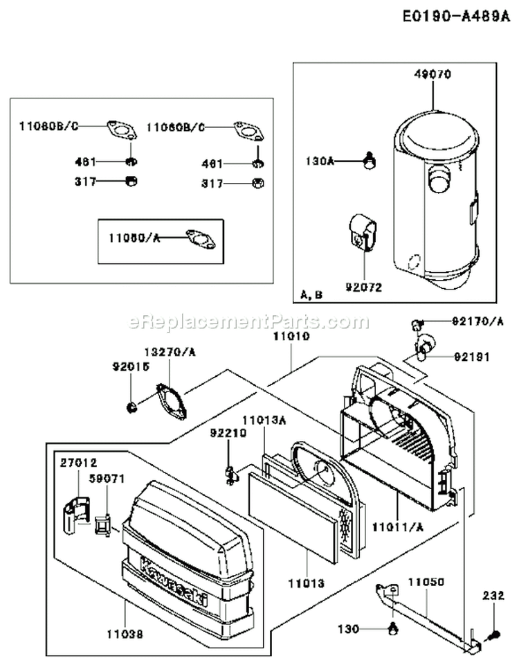 Page A Diagram and Parts List for CS14 Kawasaki Engine
