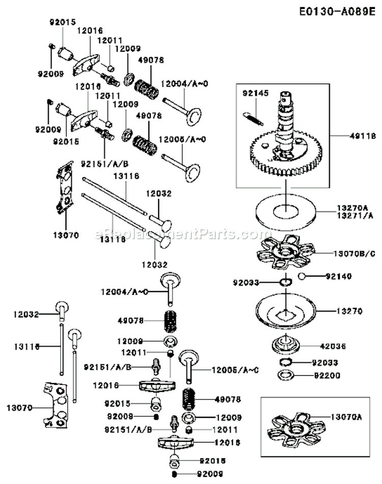 Page L Diagram and Parts List for CS14 Kawasaki Engine