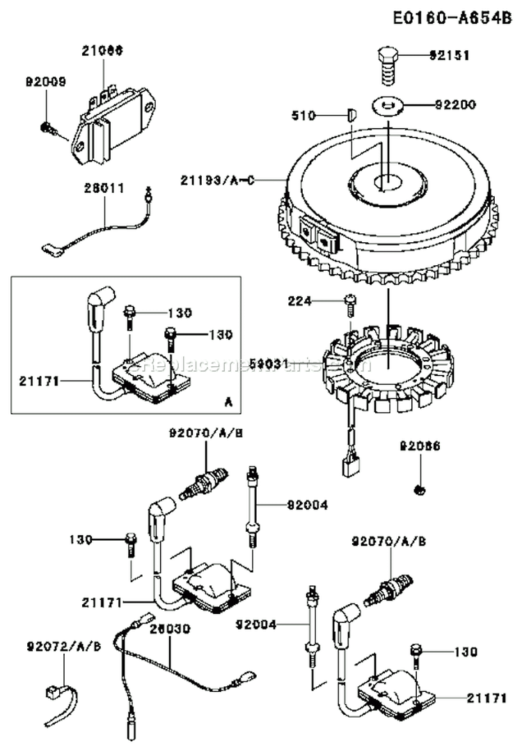 Page F Diagram and Parts List for CS14 Kawasaki Engine
