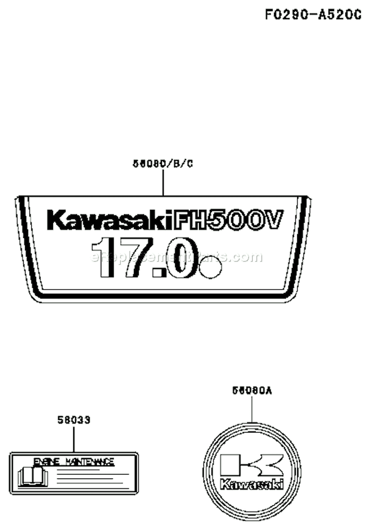 Page H Diagram and Parts List for CS14 Kawasaki Engine