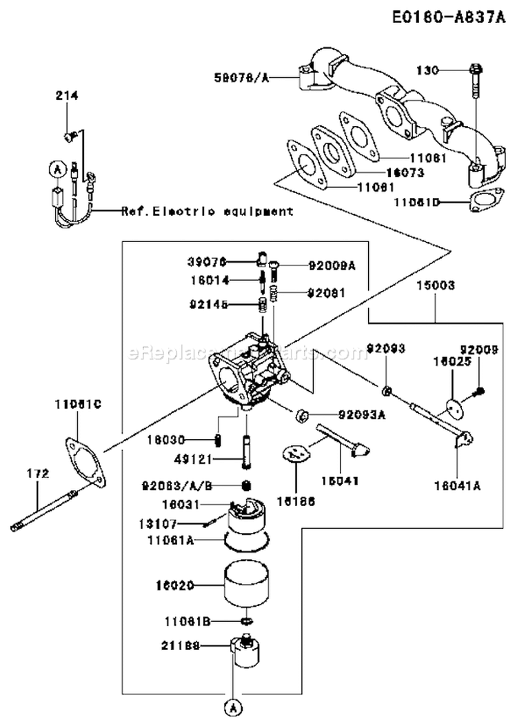 Page B Diagram and Parts List for CS50 Kawasaki Engine