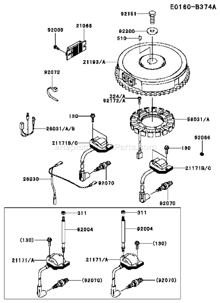 Page F Diagram and Parts List for CS50 Kawasaki Engine