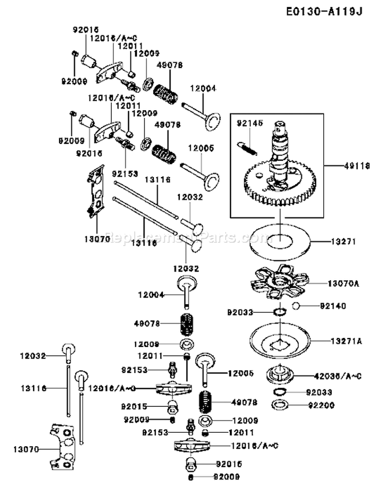 Page L Diagram and Parts List for  Kawasaki Engine