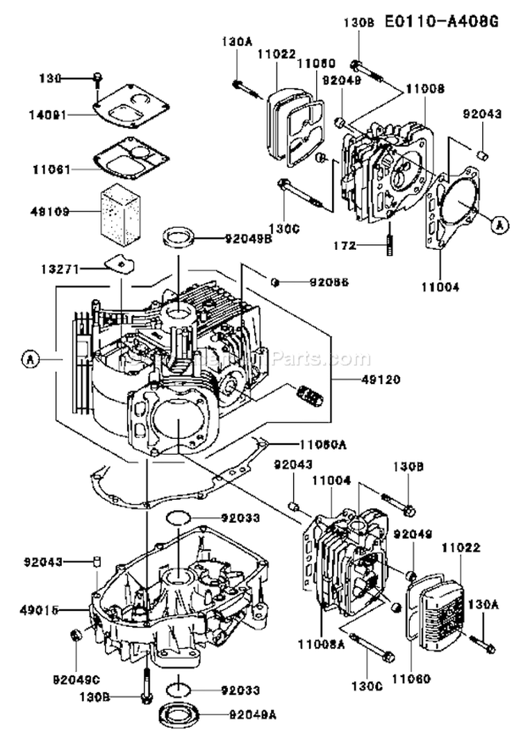 Page E Diagram and Parts List for CS31 Kawasaki Engine