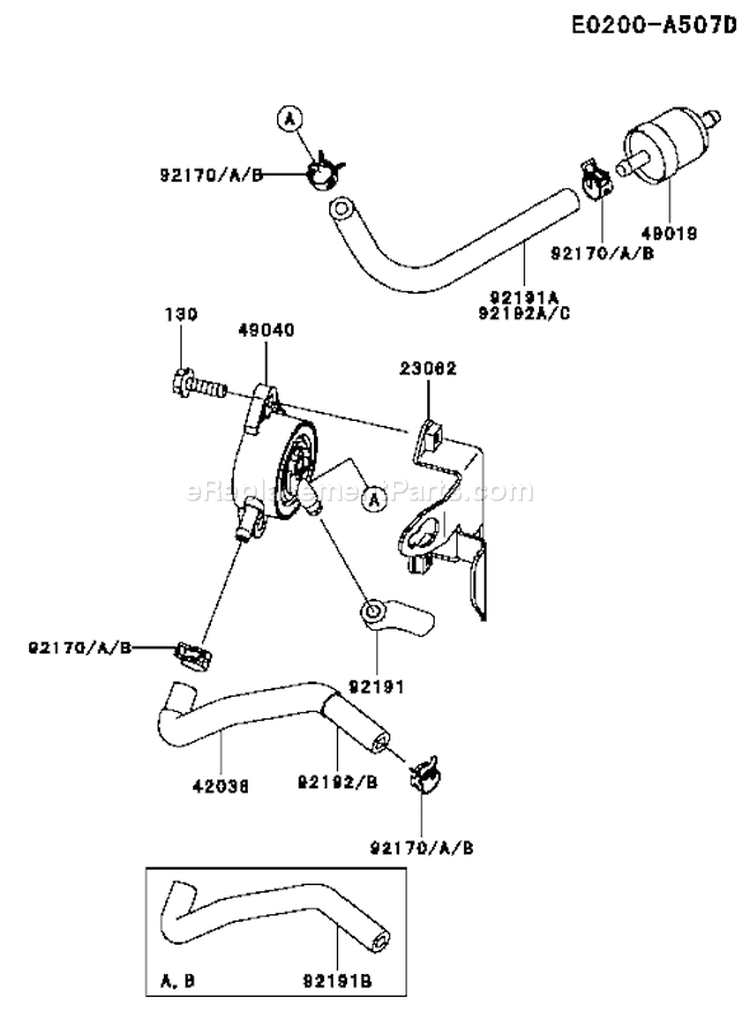 Page G Diagram and Parts List for  Kawasaki Engine