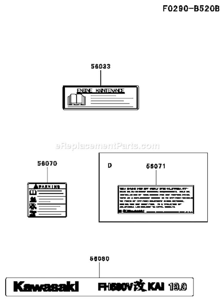 Page H Diagram and Parts List for ES23 Kawasaki Engine
