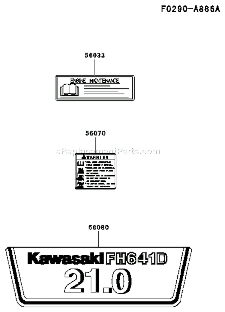 Page H Diagram and Parts List for AS01 Kawasaki Engine