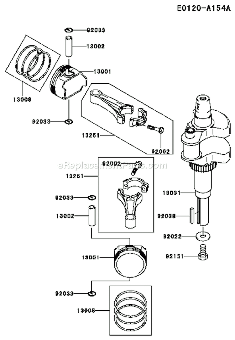 Page J Diagram and Parts List for AS04 Kawasaki Engine