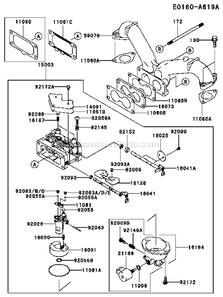 Page B Diagram and Parts List for BS25 Kawasaki Engine