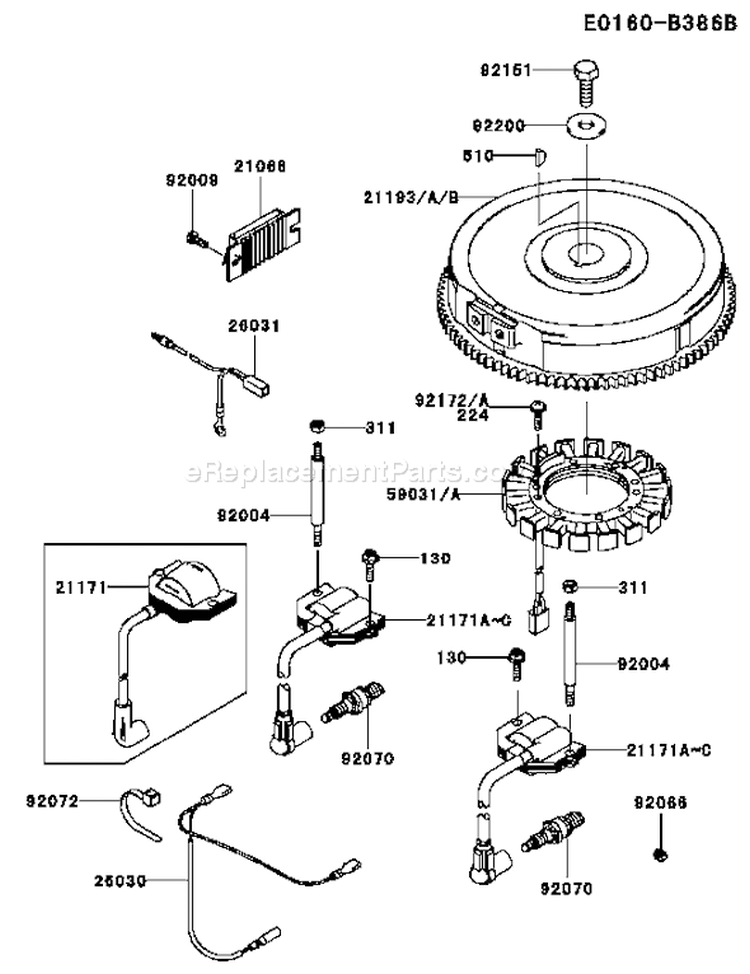 Page F Diagram and Parts List for ES24 Kawasaki Engine