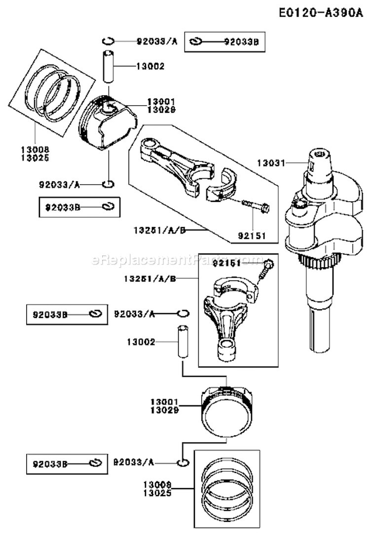 Page J Diagram and Parts List for ES24 Kawasaki Engine