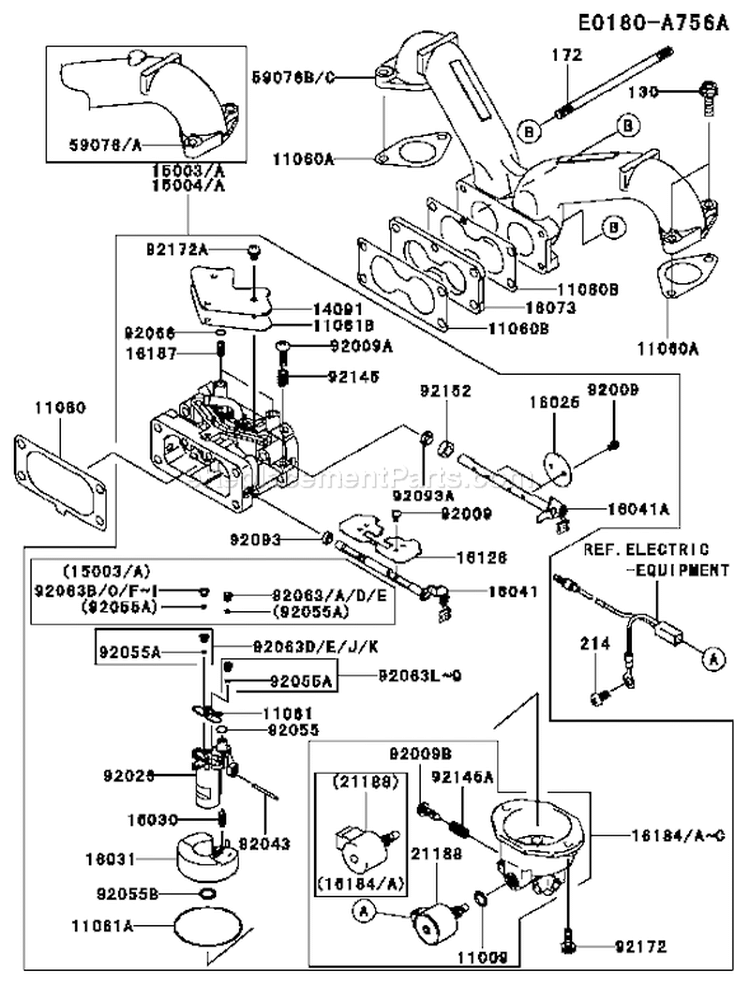 Page B Diagram and Parts List for CS05 Kawasaki Engine